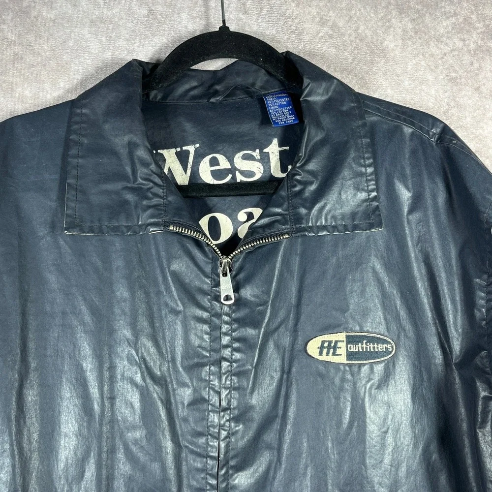 Vintage American Eagle Rain Jacket Mens L Blue Waterproof Full‎ Zip Outdoor Y2K